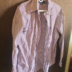 Ralph Lauren Purple and White Striped Men's Dress Shirt